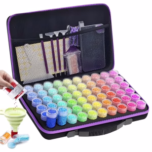 Byseng 60 Slots Storage Container for Diamond Art Accessories, Portable Bead Storage Boxes (No Patches)